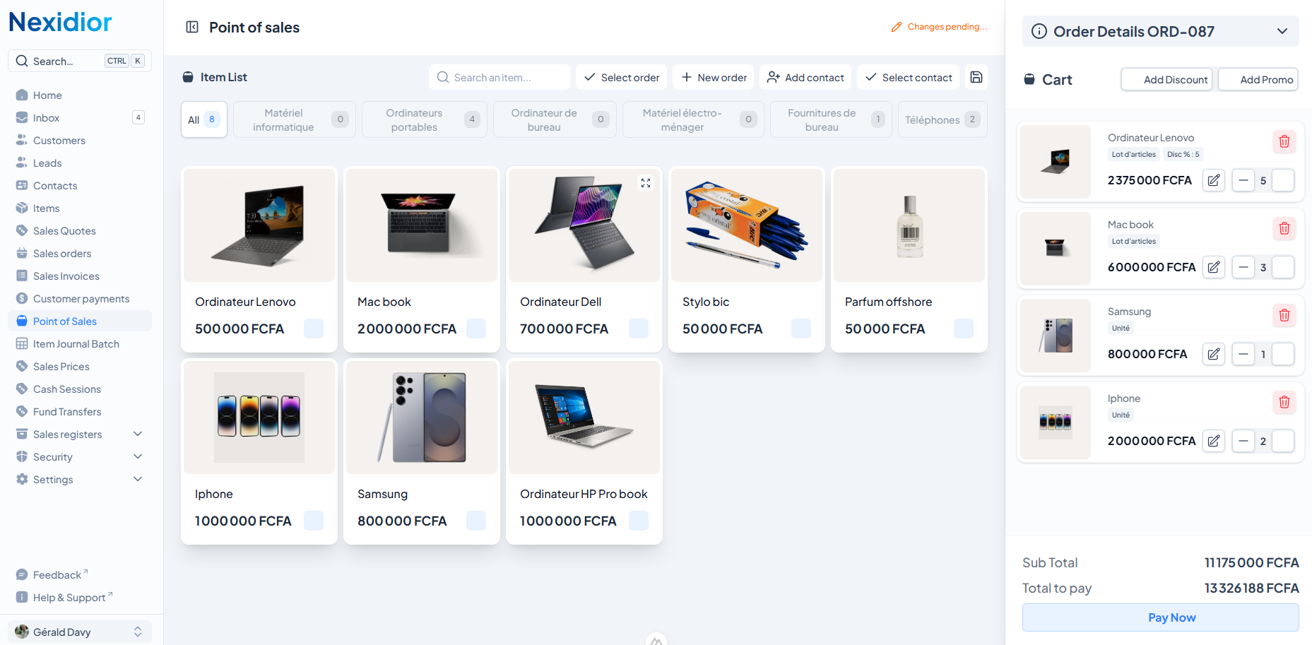 Nexidior POS sur Laptop